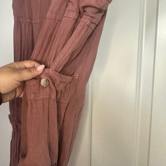 Free People Feelin Good Utility Linen & Cotton Blend Pants in Mauve - Medium - Picture 12 of 12